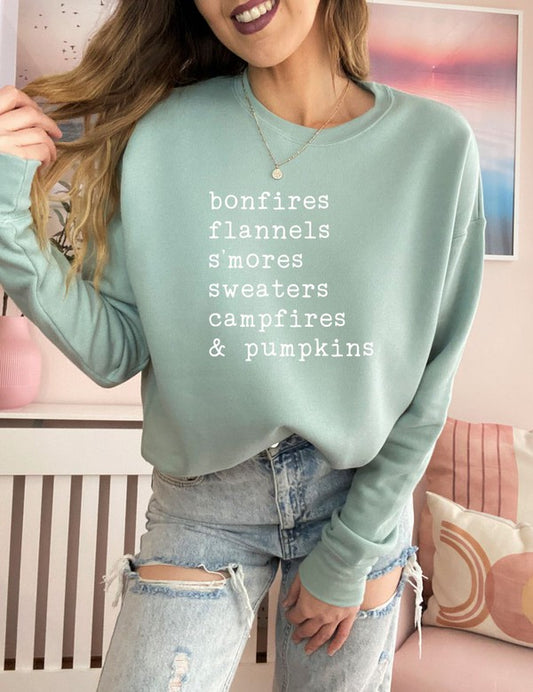 bonfires flannels s'mores Bella Crew Sweatshirt